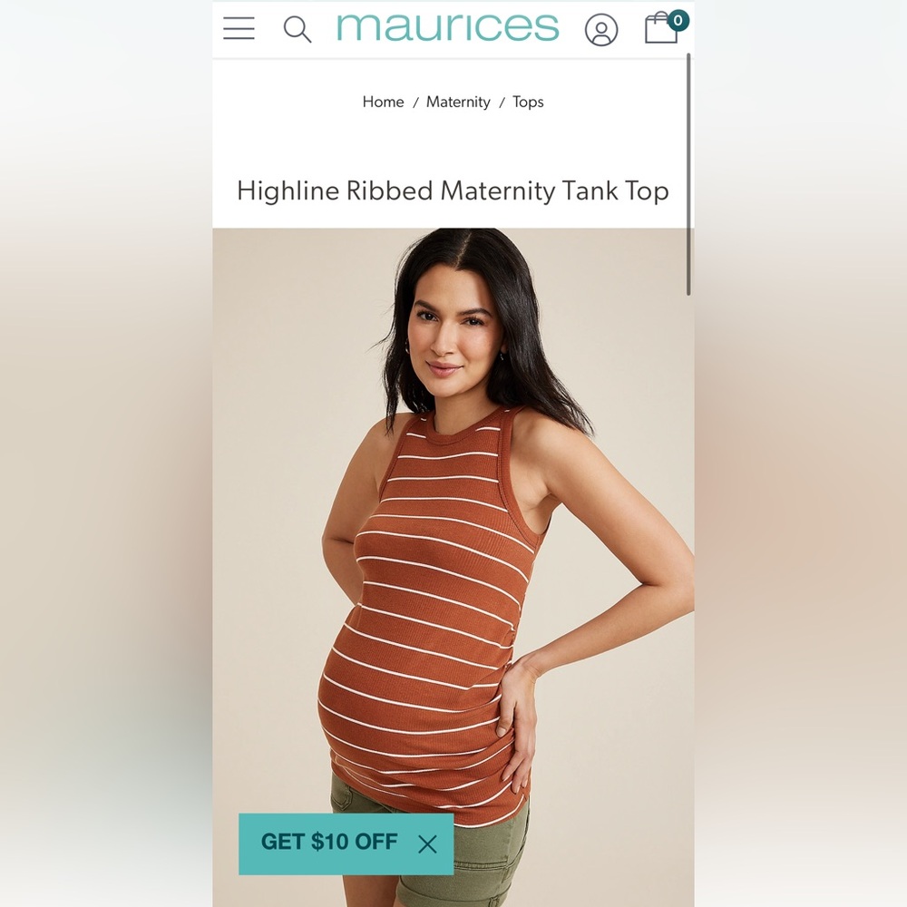 Striped Maternity Sleeveless Top - Brown and White